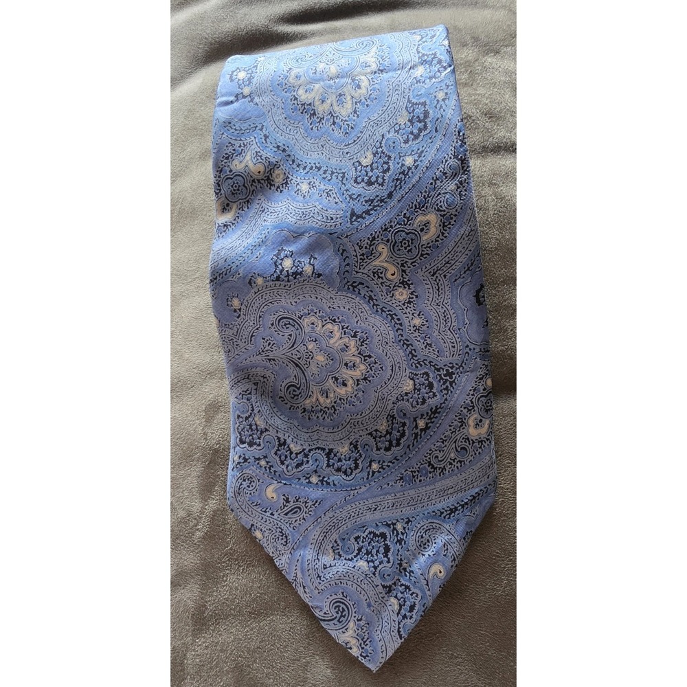 Don Loper Men's Silk Tie Blue Vintage Classic Necktie Slim Designer Retro